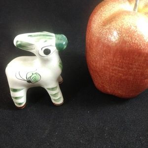 🦚Ceramic green& white donkey figure from Mexico